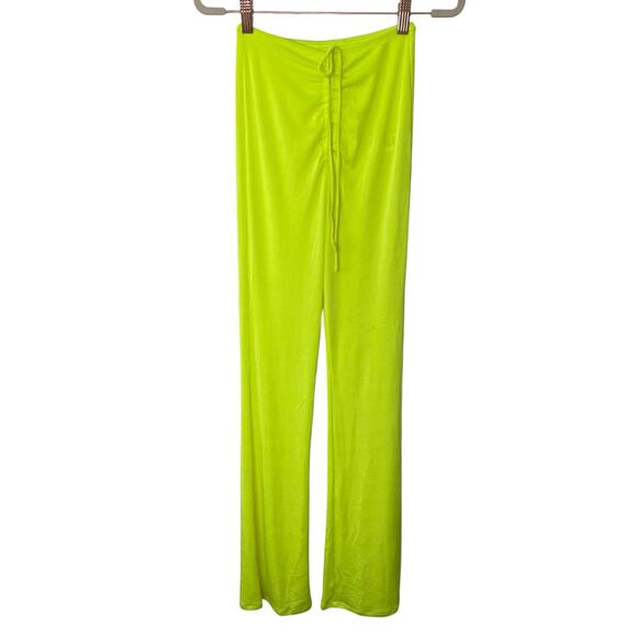 Good American Shimmer Pants Swimwear Ruched Front Electric Lime Festival Small - Picture 2 of 7